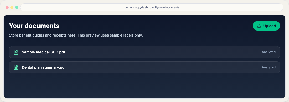 Document list and upload entry point in BenAsk
